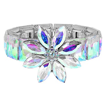 CHARMING BLING GEMSTONE FLOWER EVENING BRACELET
