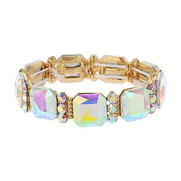 CLASSY SQUARE GEM STONE STRETCH BRACELET