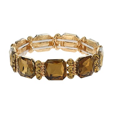 CLASSY SQUARE GEM STONE STRETCH BRACELET