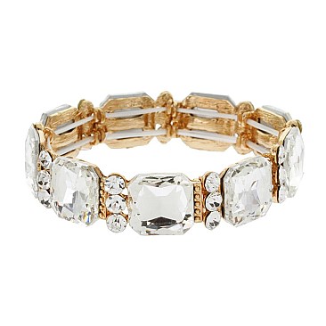 CLASSY SQUARE GEM STONE STRETCH BRACELET