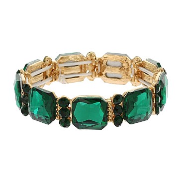 CLASSY SQUARE GEM STONE STRETCH BRACELET