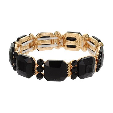 CLASSY SQUARE GEM STONE STRETCH BRACELET