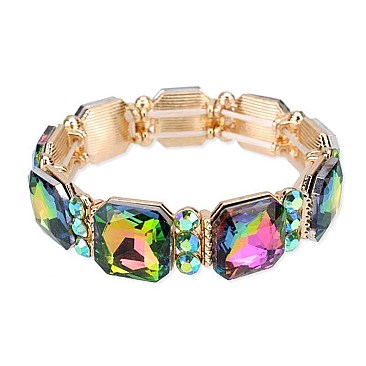 CLASSY SQUARE GEM STONE STRETCH BRACELET