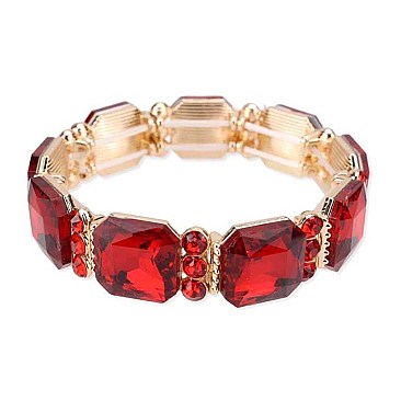 CLASSY SQUARE GEM STONE STRETCH BRACELET