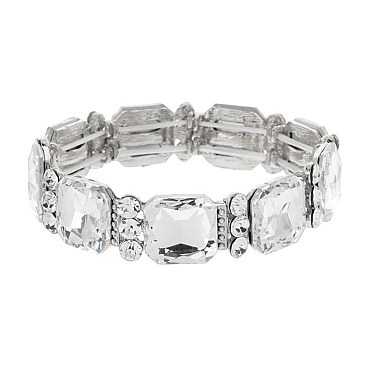 CLASSY SQUARE GEM STONE STRETCH BRACELET