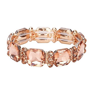 CLASSY SQUARE GEM STONE STRETCH BRACELET