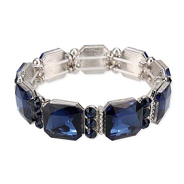 CLASSY SQUARE GEM STONE STRETCH BRACELET