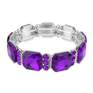 CLASSY SQUARE GEM STONE STRETCH BRACELET