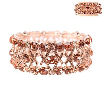 TRENDY CRISSCROSS RHINESTONE BRACELET W/GEMS SLBY8054