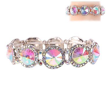 CLASSY HALO ROUND STONE STRETCH BRACELET SLBY8055