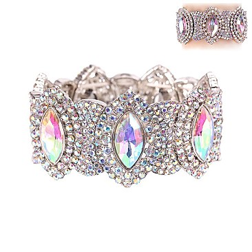 TRENDY MOSAIC OVAL STRETCH STONE BRACELET SLBY8057