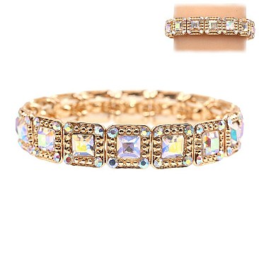 CLASSY SQUARE MIRROR STRETCH STONE BRACELET SLBY8108