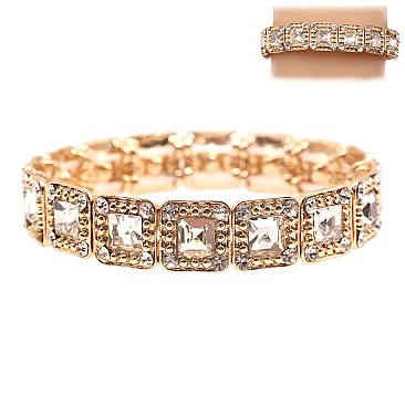 CLASSY SQUARE MIRROR STRETCH STONE BRACELET SLBY8108