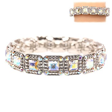 CLASSY SQUARE MIRROR STRETCH STONE BRACELET SLBY8108