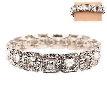 CLASSY SQUARE MIRROR STRETCH STONE BRACELET SLBY8108
