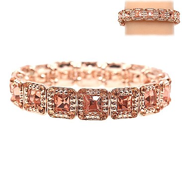 CLASSY SQUARE MIRROR STRETCH STONE BRACELET SLBY8108