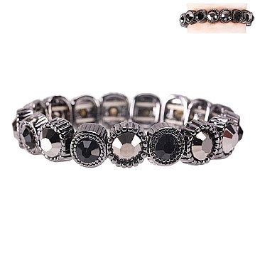 CLASSY SINGLE RHINESTONE STRETCH BRACELET W/GEMS SLBY8151