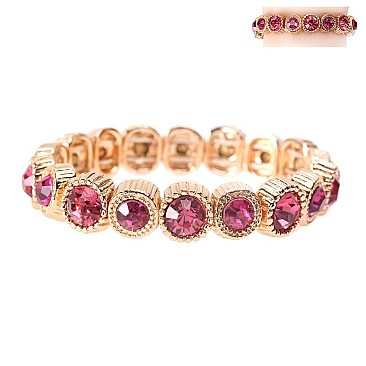 CLASSY SINGLE RHINESTONE STRETCH BRACELET W/GEMS SLBY8151