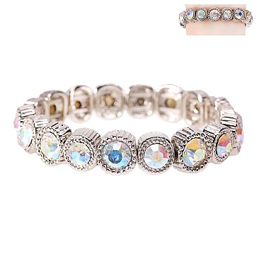 CLASSY SINGLE RHINESTONE STRETCH BRACELET W/GEMS SLBY8151