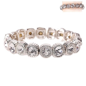 CLASSY SINGLE RHINESTONE STRETCH BRACELET W/GEMS SLBY8151