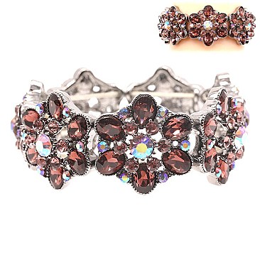 FASHIONABLE FLORAL STRETCH STONE BRACELET SLBY8153