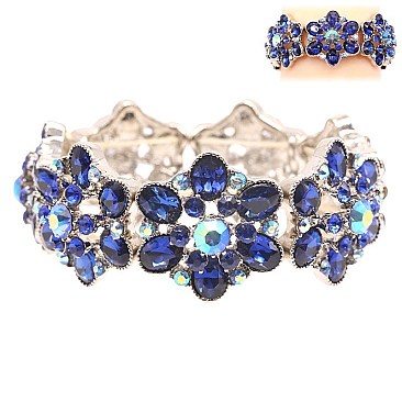 FASHIONABLE FLORAL STRETCH STONE BRACELET SLBY8153