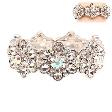 FASHIONABLE FLORAL STRETCH STONE BRACELET SLBY8153