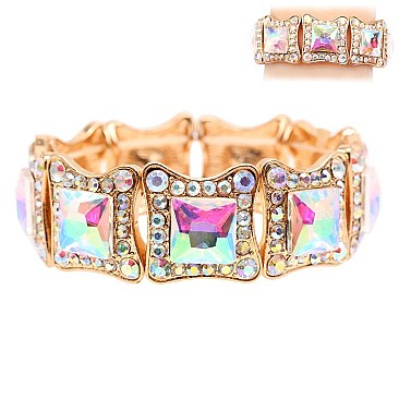 FASHIONABLE SQUARE MIRROR STRETCH STONE BRACELET SLBY8154