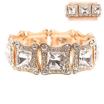FASHIONABLE SQUARE MIRROR STRETCH STONE BRACELET SLBY8154