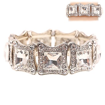 FASHIONABLE SQUARE MIRROR STRETCH STONE BRACELET SLBY8154