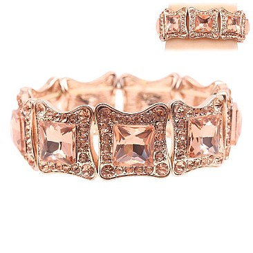 FASHIONABLE SQUARE MIRROR STRETCH STONE BRACELET SLBY8154