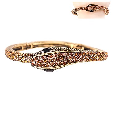 TRENDY SNAKE AROUND ME RHINESTONE BRACELET W/GEMS SLBY8155