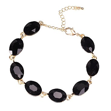 FASHIONABLE OVAL STONE LINK BRACELET SLBY8943