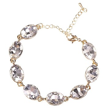 FASHIONABLE OVAL STONE LINK BRACELET SLBY8943