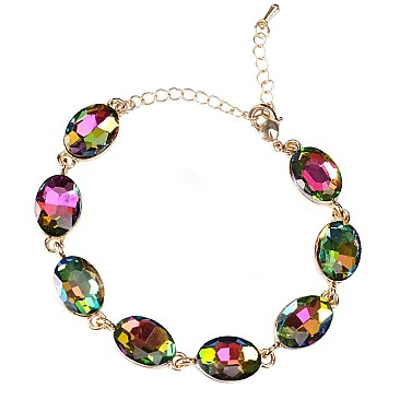 FASHIONABLE OVAL STONE LINK BRACELET SLBY8943