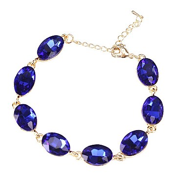 FASHIONABLE OVAL STONE LINK BRACELET SLBY8943