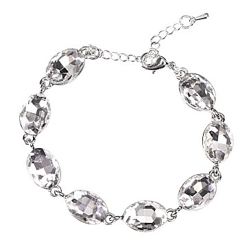 FASHIONABLE OVAL STONE LINK BRACELET SLBY8943