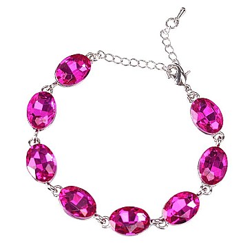 FASHIONABLE OVAL STONE LINK BRACELET SLBY8943