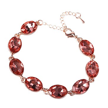 FASHIONABLE OVAL STONE LINK BRACELET SLBY8943