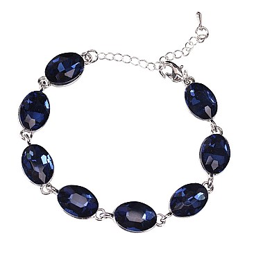FASHIONABLE OVAL STONE LINK BRACELET SLBY8943