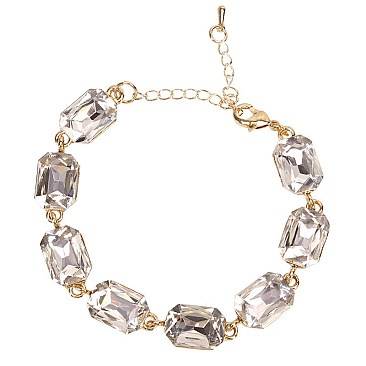 FASHIONABLE RECTANGLE STONE LINK BRACELET SLBY8944