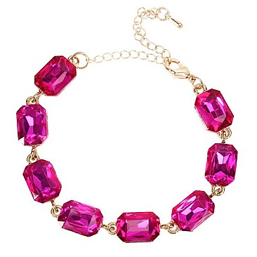 FASHIONABLE RECTANGLE STONE LINK BRACELET SLBY8944