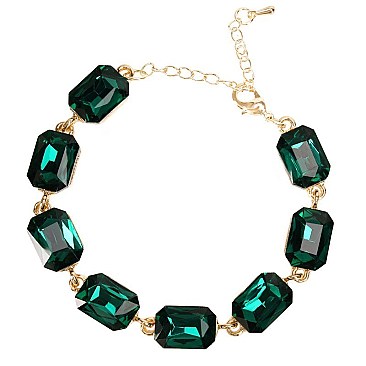 FASHIONABLE RECTANGLE STONE LINK BRACELET SLBY8944