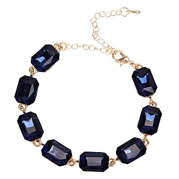 FASHIONABLE RECTANGLE STONE LINK BRACELET SLBY8944