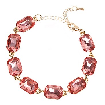 FASHIONABLE RECTANGLE STONE LINK BRACELET SLBY8944