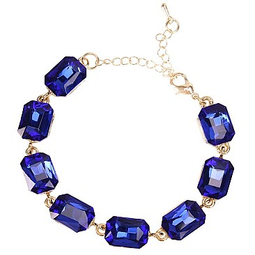 FASHIONABLE RECTANGLE STONE LINK BRACELET SLBY8944