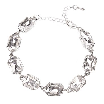 FASHIONABLE RECTANGLE STONE LINK BRACELET SLBY8944