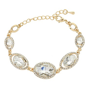 FASHIONABLE MIRRORED HALO OVAL STRETCH BRACELET SLBY8991