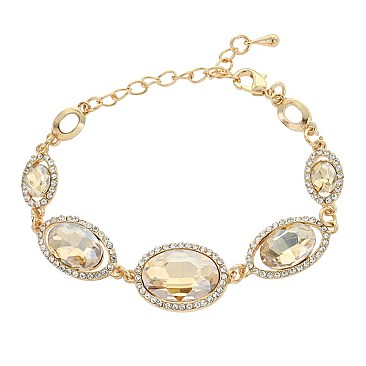 FASHIONABLE MIRRORED HALO OVAL STRETCH BRACELET SLBY8991
