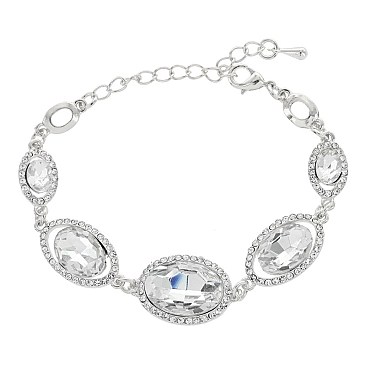 FASHIONABLE MIRRORED HALO OVAL STRETCH BRACELET SLBY8991